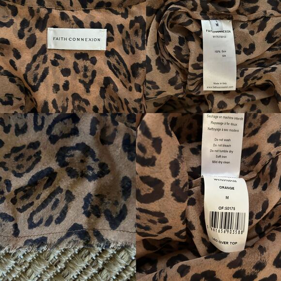 Faith Connexion Leopard Silk Tunic Blouse – 100% Silk, Size M, Made in Italy - Picture 6 of 6